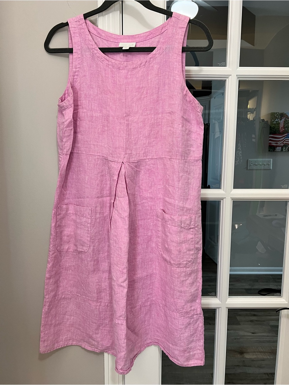 J. Jill Sleeveless Pink Linen A-Line Pocket Dress size S EUC
